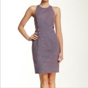 1. State Geometric pencil dress with side cut outs S